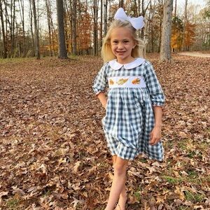 EUC (like new) Smockingbird gingham Thanksgiving dress